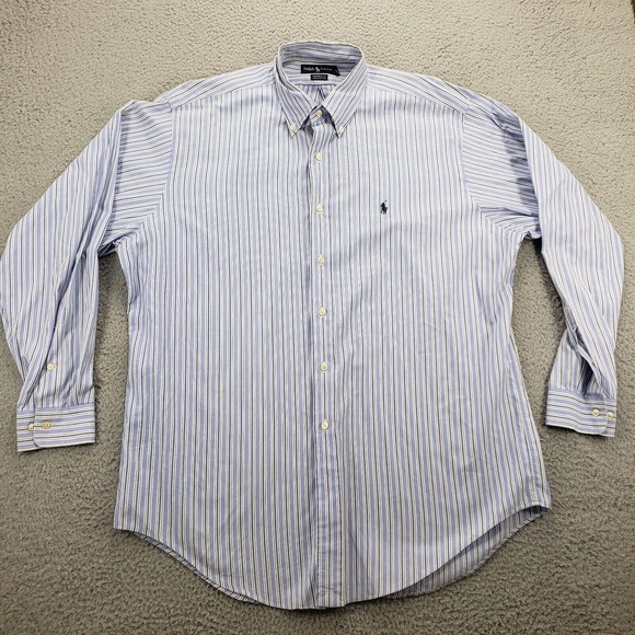 Ralph Lauren Shirt Mens 16.5 34/35 Blue Button Down Classiccore Yarmouth - Picture 1 of 16